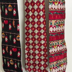 Lot of 3-Tabasco Red and Green Patterned Neckties